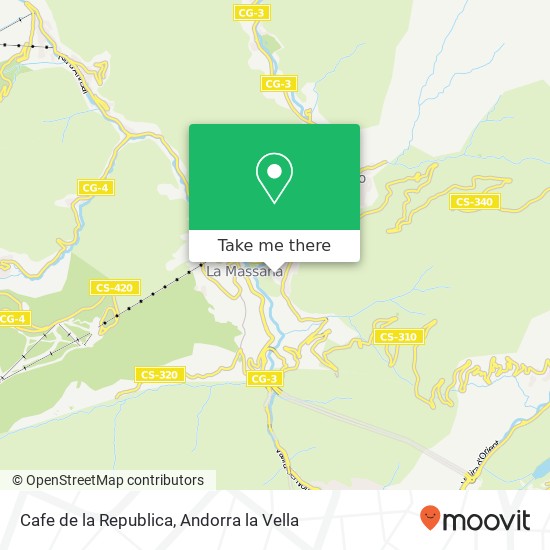 mapa Cafe de la Republica, Camí de les Molleres AD400 La Massana