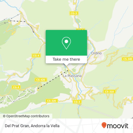 mapa Del Prat Gran, Avinguda del Ravell AD400 La Massana