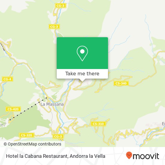 mapa Hotel la Cabana Restaurant, Carretera del Coll d'Ordino, 53 AD300 Ordino