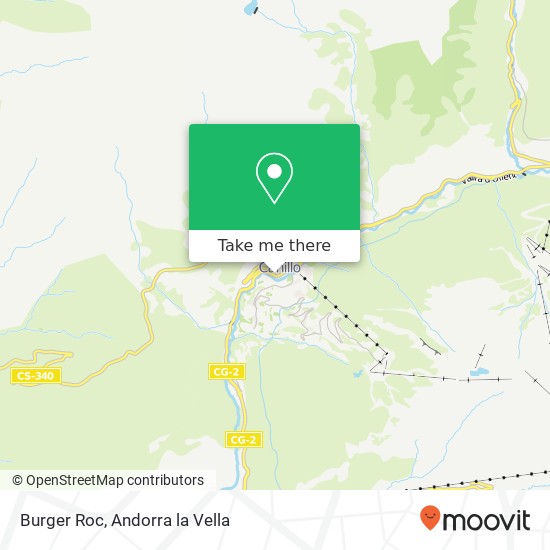 mapa Burger Roc, Avinguda Sant Joan de Caselles, 2 AD100 Canillo