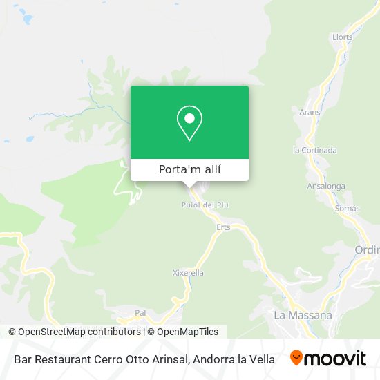 mapa Bar Restaurant Cerro Otto Arinsal