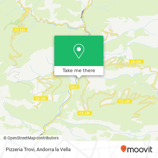 mapa Pizzeria Trovi, Carretera d'Espanya AD600 Sant Julià de Lòria