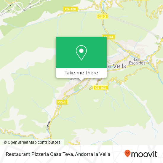 mapa Restaurant Pizzeria Casa Teva, Carrer Camp Bastida, 4 AD500 Andorra la Vella