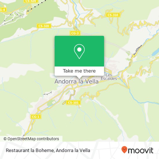 mapa Restaurant la Boheme, Avinguda Meritxell, 11 AD500 Andorra la Vella