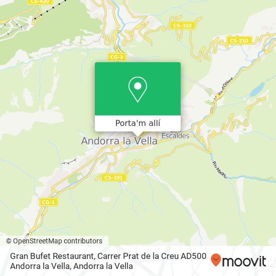 mapa Gran Bufet Restaurant, Carrer Prat de la Creu AD500 Andorra la Vella