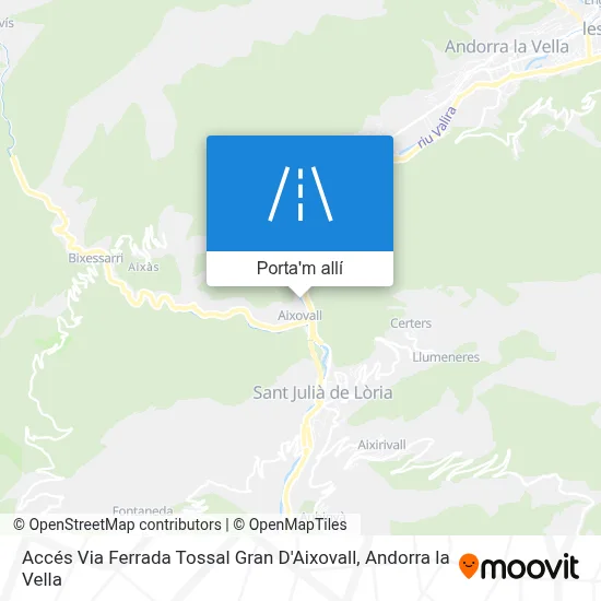 mapa Accés Via Ferrada Tossal Gran D'Aixovall