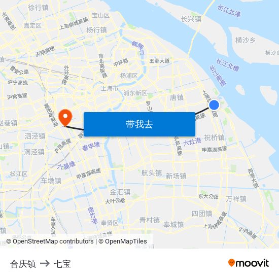 合庆镇 to 七宝 map