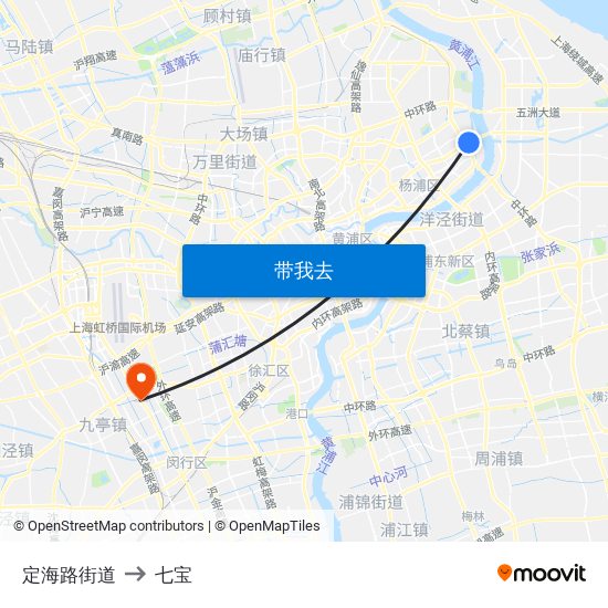 定海路街道 to 七宝 map