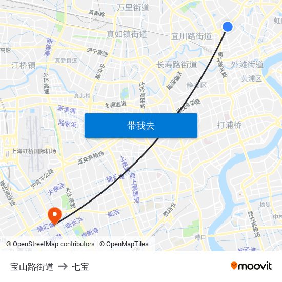 宝山路街道 to 七宝 map