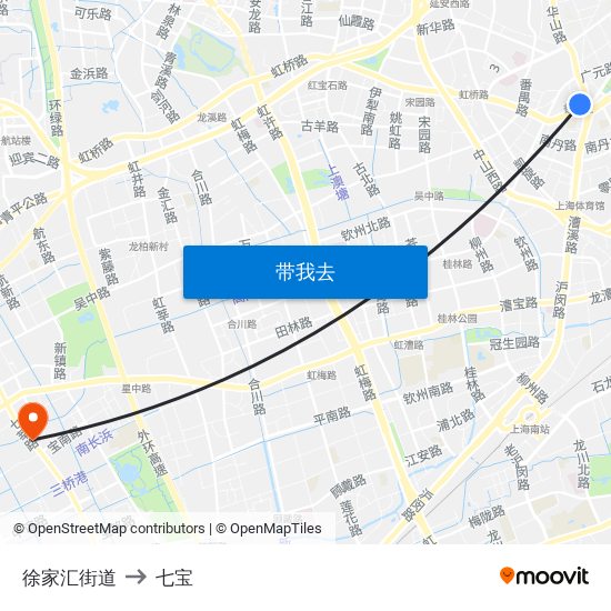 徐家汇街道 to 七宝 map