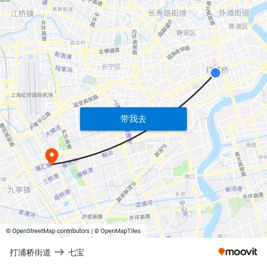 打浦桥街道 to 七宝 map