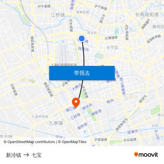 新泾镇 to 七宝 map