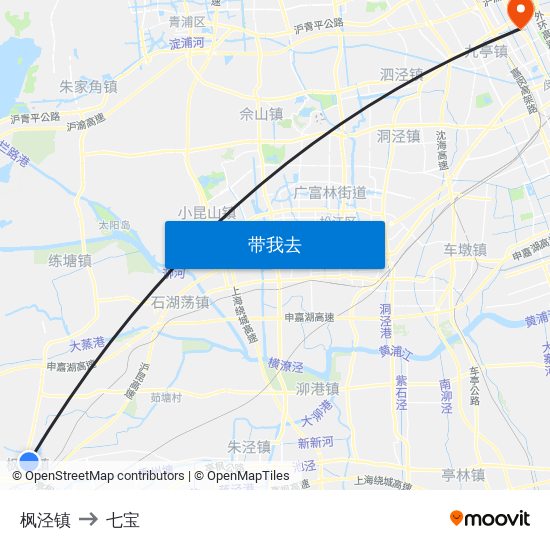 枫泾镇 to 七宝 map