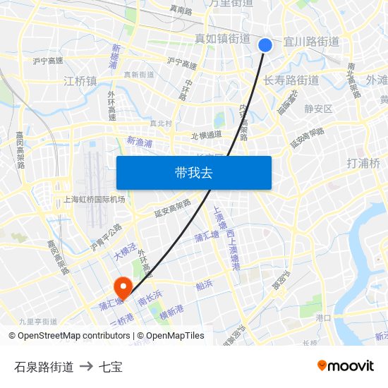 石泉路街道 to 七宝 map