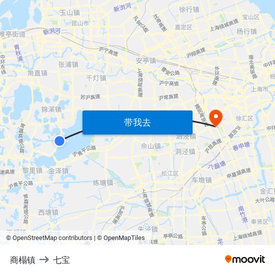 商榻镇 to 七宝 map