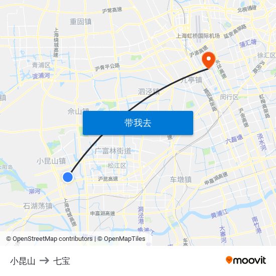 小昆山 to 七宝 map
