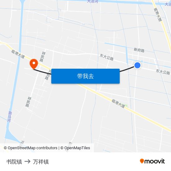 书院镇 to 万祥镇 map