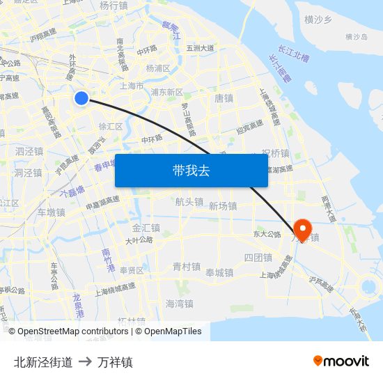 北新泾街道 to 万祥镇 map