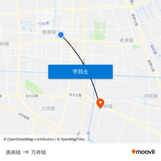 惠南镇 to 万祥镇 map