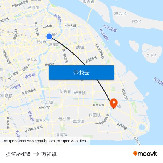 提篮桥街道 to 万祥镇 map