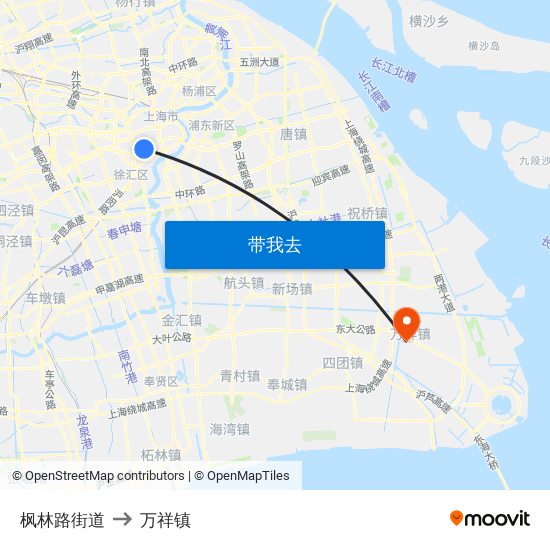 枫林路街道 to 万祥镇 map