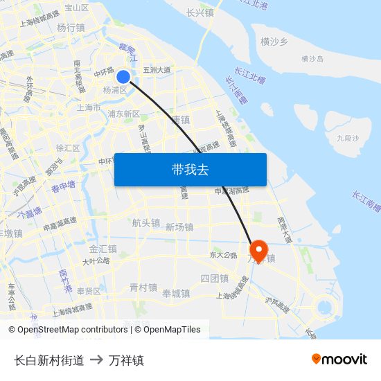 长白新村街道 to 万祥镇 map