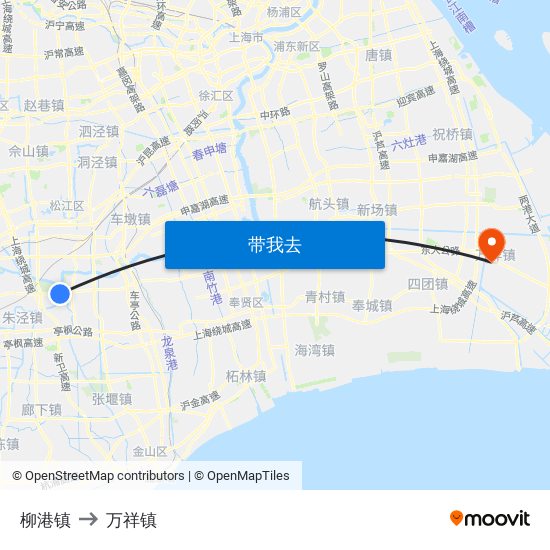 柳港镇 to 万祥镇 map