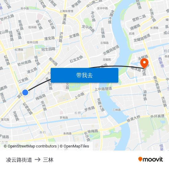 凌云路街道 to 三林 map