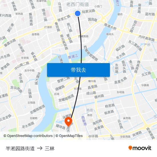 半淞园路街道 to 三林 map