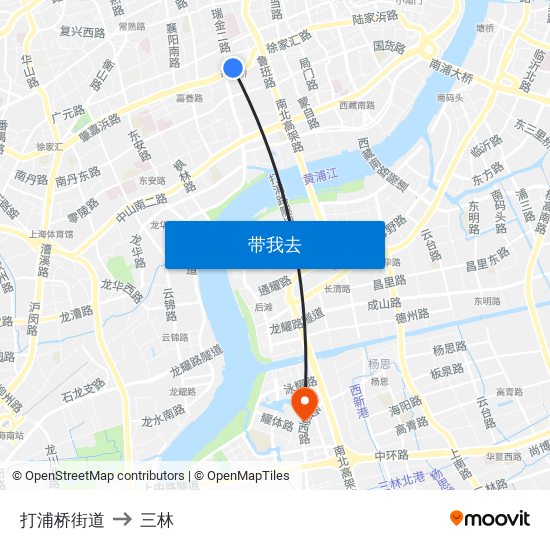 打浦桥街道 to 三林 map