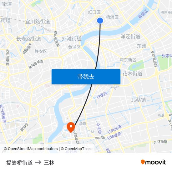 提篮桥街道 to 三林 map