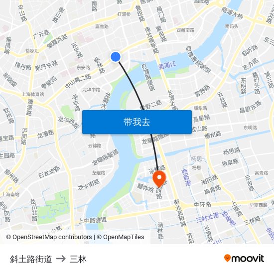 斜土路街道 to 三林 map