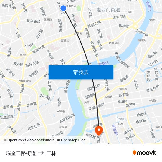 瑞金二路街道 to 三林 map