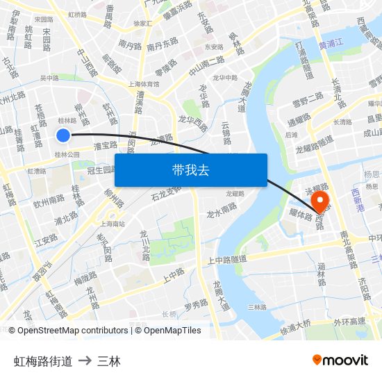 虹梅路街道 to 三林 map