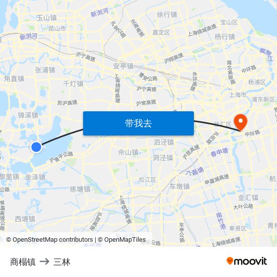 商榻镇 to 三林 map