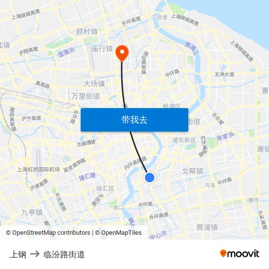 上钢 to 临汾路街道 map