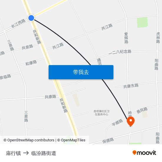 庙行镇 to 临汾路街道 map