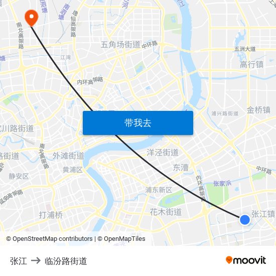 张江 to 临汾路街道 map