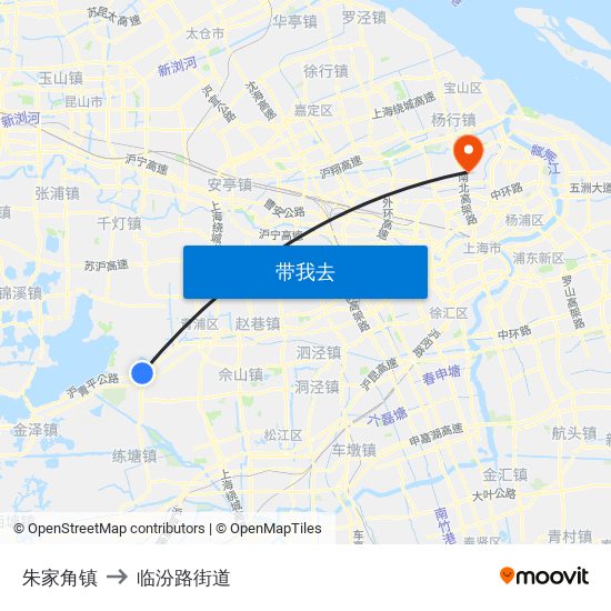 朱家角镇 to 临汾路街道 map