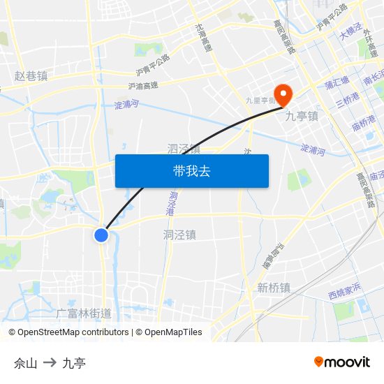 佘山 to 九亭 map