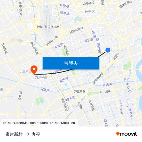 康建新村 to 九亭 map