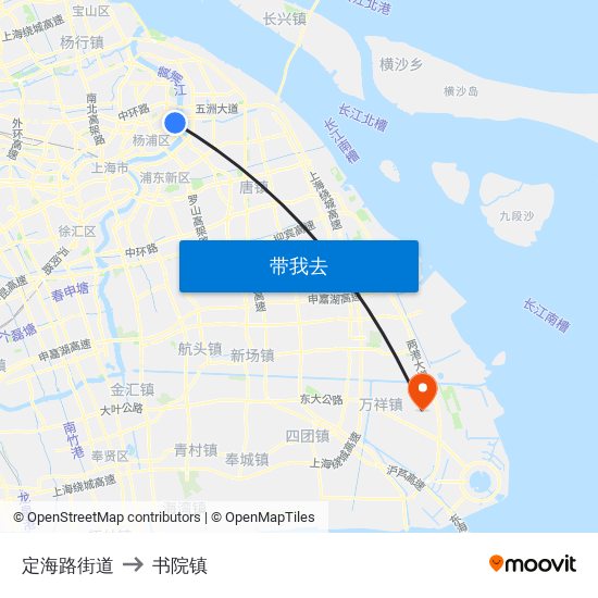 定海路街道 to 书院镇 map