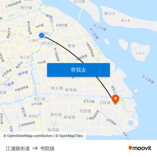 江浦路街道 to 书院镇 map