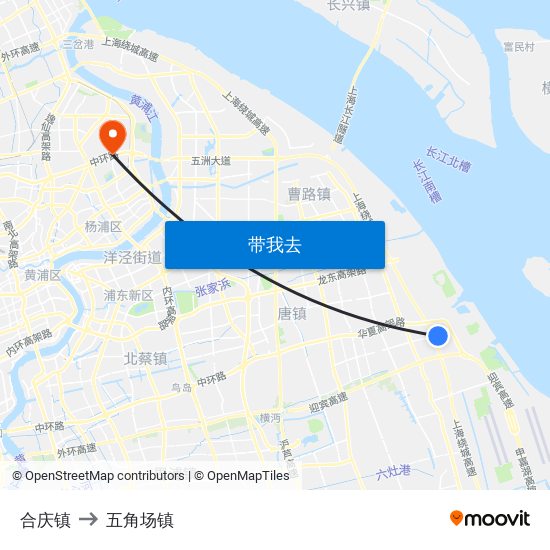 合庆镇 to 五角场镇 map