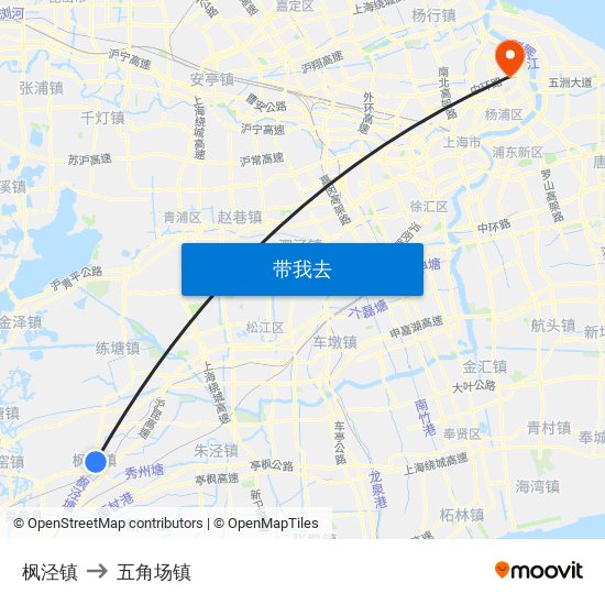 枫泾镇 to 五角场镇 map