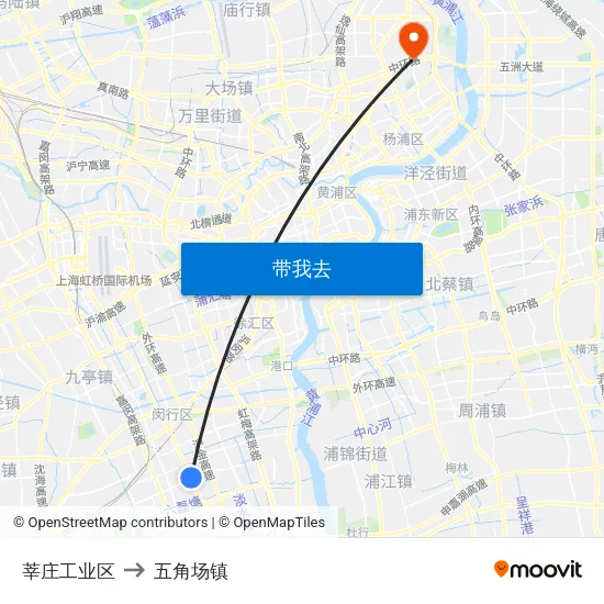 莘庄工业区 to 五角场镇 map