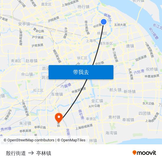 殷行街道 to 亭林镇 map