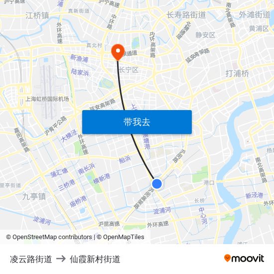 凌云路街道 to 仙霞新村街道 map