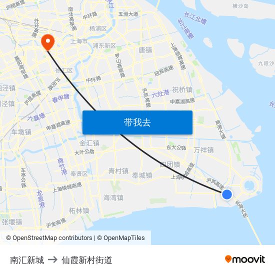 南汇新城 to 仙霞新村街道 map