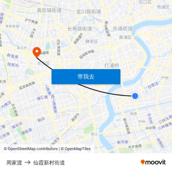 周家渡 to 仙霞新村街道 map